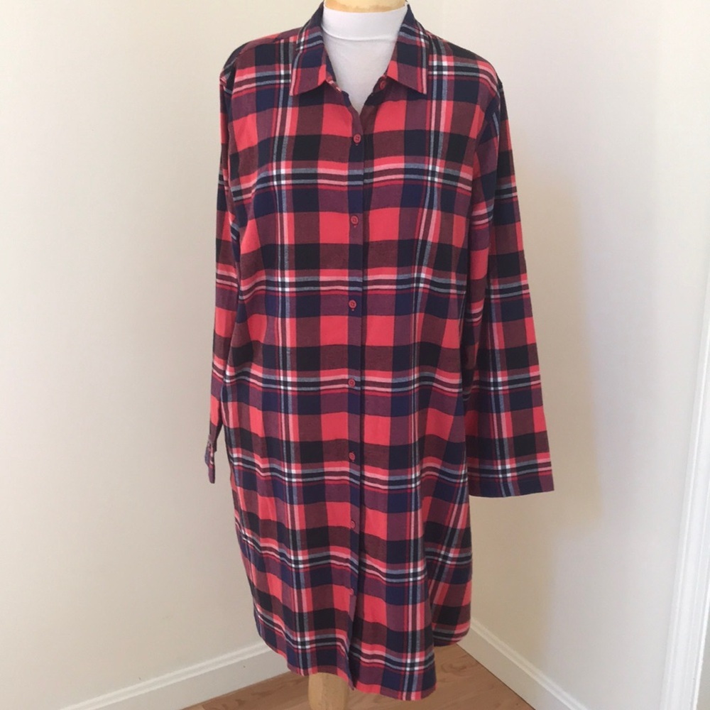 Cold water creek 1X plaid flannel sleepwear with pockets.